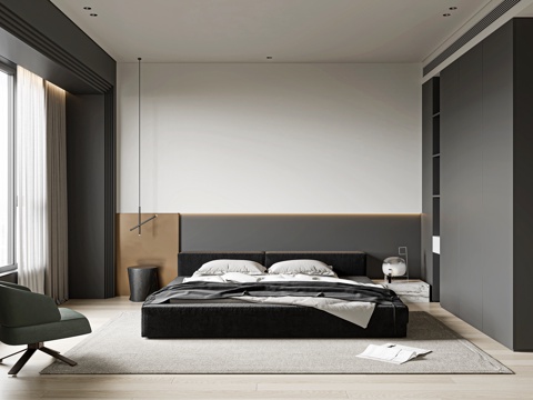  现代主卧3d模型 