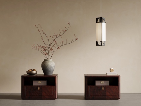 新中式床头柜su模型