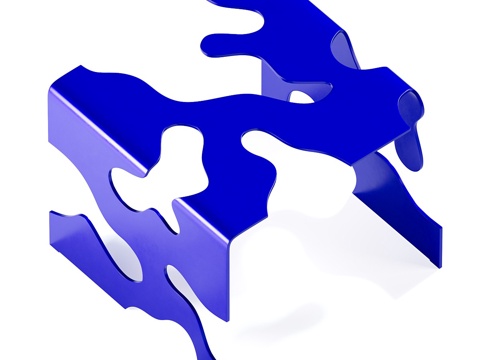  现代极简异形金属床头柜3d模型 