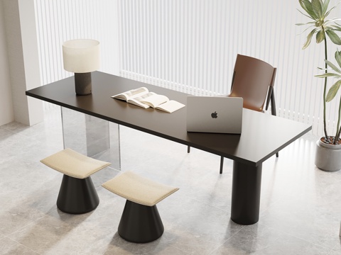  现代意式书桌椅su模型 