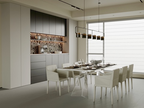  现代餐厅3d模型 