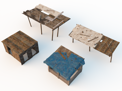  贫民窟 破旧楼房 城市建筑 农村楼房 城乡结合部3d模型 