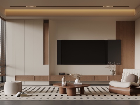  中古风客厅3d模型 