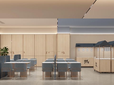  酒店餐厅酒店早餐吧食堂用餐区汉庭3d模型 