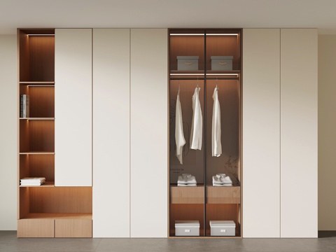  现代中古衣柜3d模型 