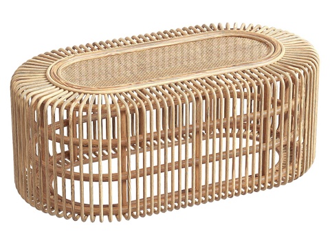  新中式藤编椭圆茶几3d模型 