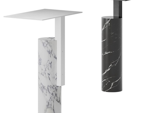  现代极简大理石边几3d模型 