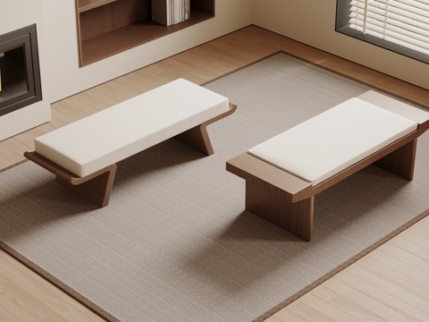  新中式床尾塌 长沙发凳 换鞋凳3d模型 