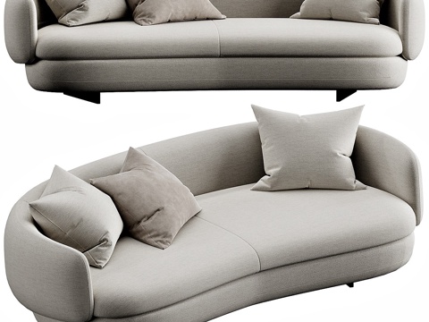  现代意式弧形布艺休闲沙发3d模型 