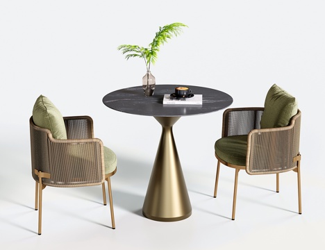  现代意式休闲桌椅 洽谈桌椅 咖啡厅小餐桌3d模型 