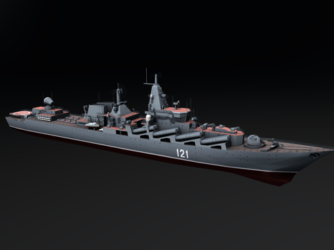  莫斯科号巡洋舰 军舰 军用船艇 简模 苏联导弹巡洋舰 船艇3d模型 