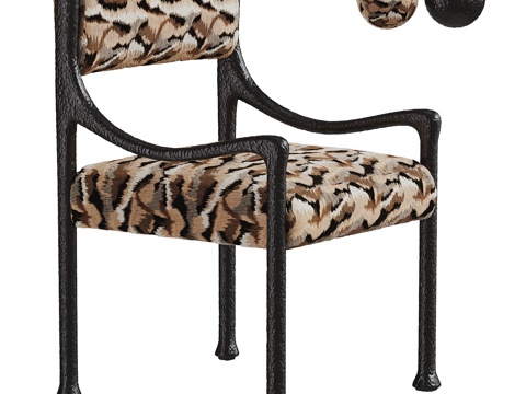 法式中古风单椅 餐椅 休闲椅 扶手椅 睡莲椅su模型