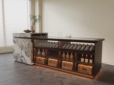  现代意式岛台酒柜3d模型3d模型 