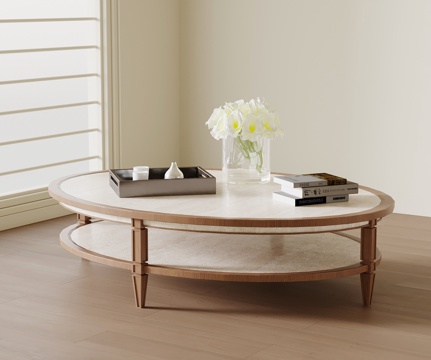  中古风茶几 大理石茶几3d模型 