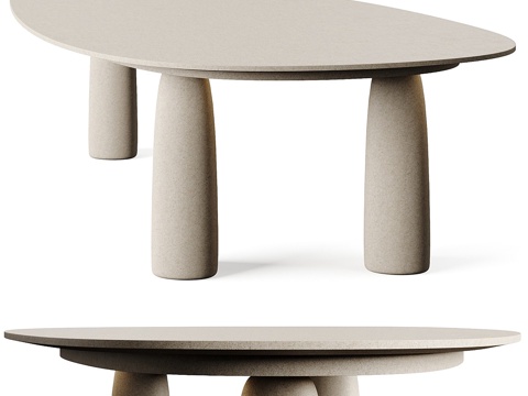  现代侘寂异形陶制茶几3d模型 