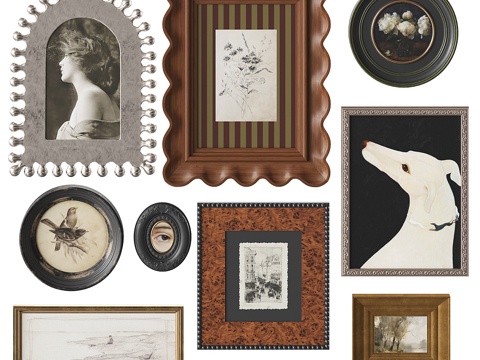  中古风装饰画框 相框3d模型 