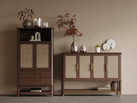  新中式玄关柜3d模型 