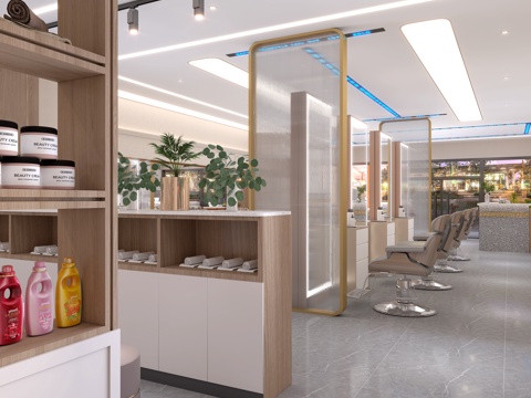  现代美容美发店3d模型 