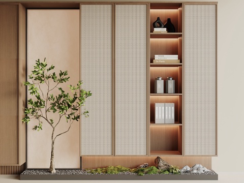  新中式玄关柜 玄关鞋柜 装饰柜 储物柜3d模型 