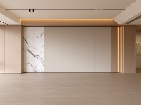  奶油风背景墙3d模型 