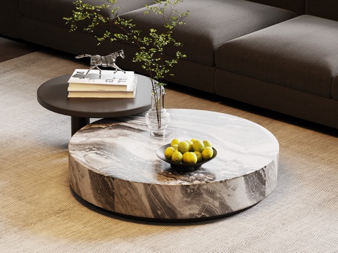  现代意式茶几 大理石茶几3d模型 