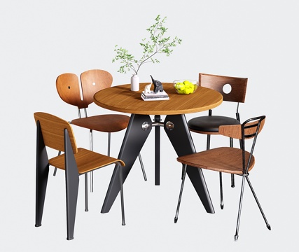 中古休闲桌椅 洽谈桌椅 咖啡厅桌椅 餐桌椅su模型