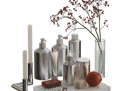  现代极简浴室装饰 浴室用品3d模型 