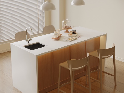 奶油风岛台su模型