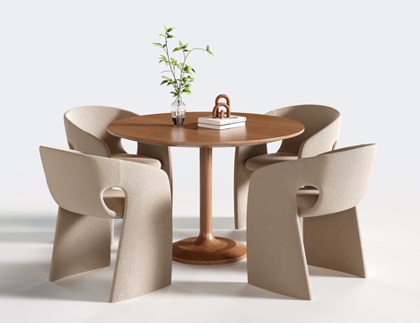  现代洽谈桌椅 休闲桌椅 小圆形餐桌椅3d模型 