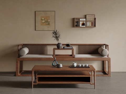  新中式沙发 茶几3d模型 