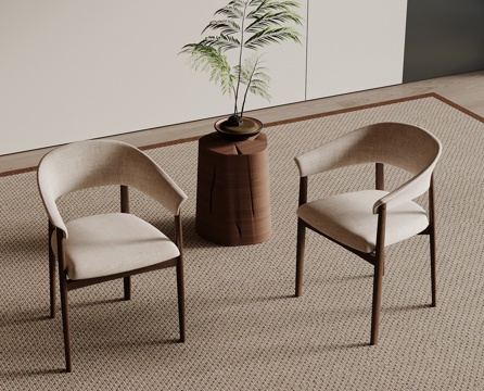  新中式餐椅 木制餐椅 单人椅 木制边几3d模型 