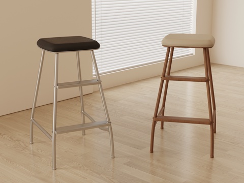  现代中古吧凳 高凳3d模型 