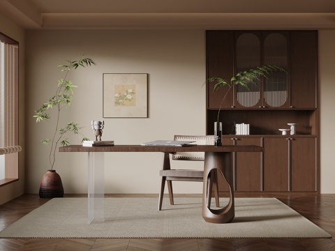  中古风茶室 茶桌椅 茶柜3d模型 