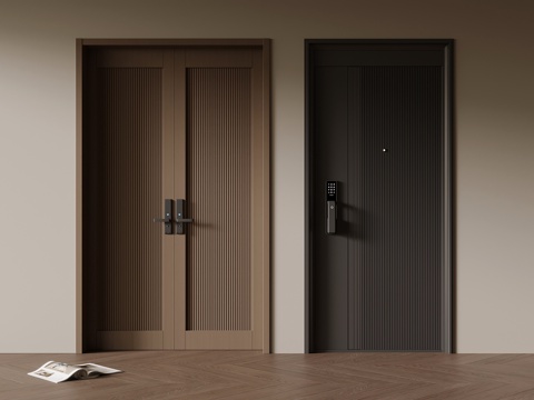  现代防盗门3d模型 