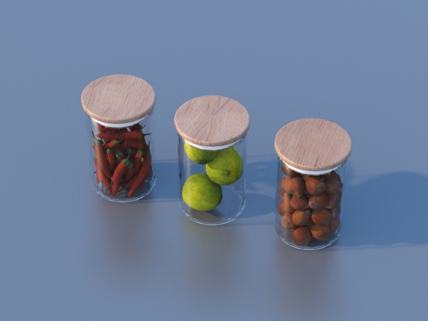  罐装零食 玻璃罐 休闲零食 干果3d模型 