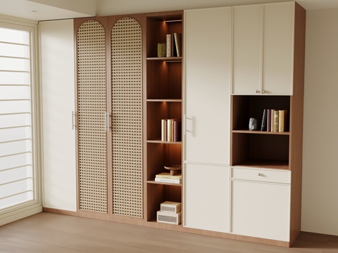  现代中古风衣柜3d模型 