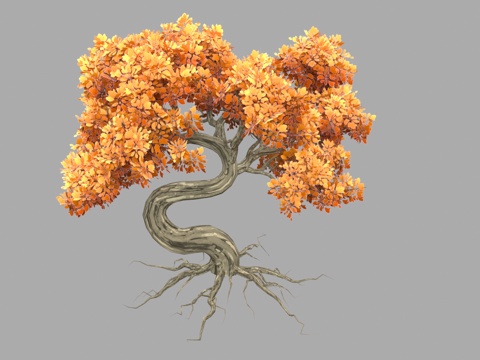  卡通树木 枫树 枫叶 动漫树木 灌木 游戏素材 植物 树3d模型 