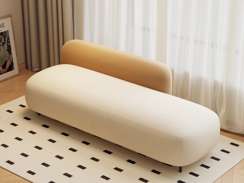  现代奶油风换鞋凳 床尾凳3d模型 