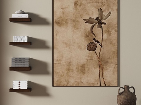  中古，复古，简约，轻奢，装饰画3d模型 