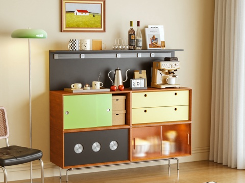  餐边柜 茶水柜 边柜 储物柜 摆件 落地灯3d模型 