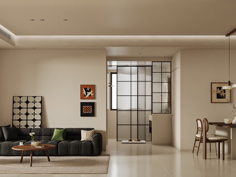  中古风客餐厅3d模型 