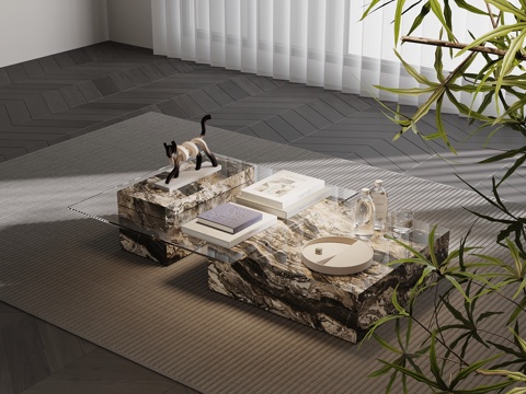  现代意式茶几 意式极简茶几3d模型 