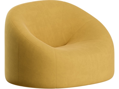  现代奶油风单人布艺休闲沙发3d模型 