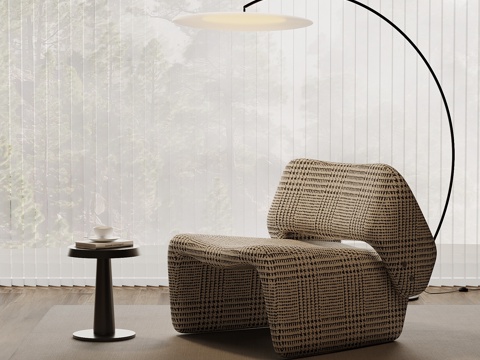  现代休闲椅 沙发椅 落地灯 边几3d模型 