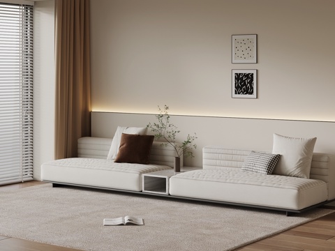  现代多人沙发 布艺休闲沙发3d模型 