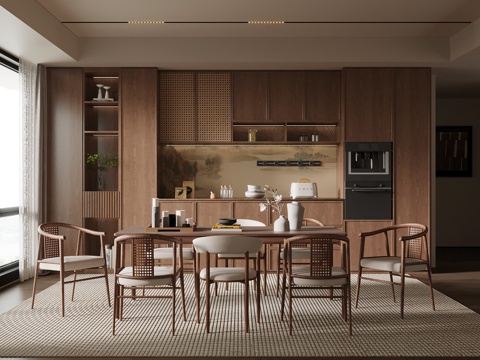 新中式餐厅su模型