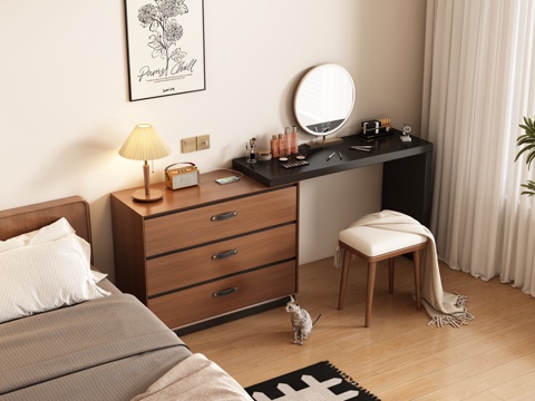  中古风梳妆台 卧室3d模型 