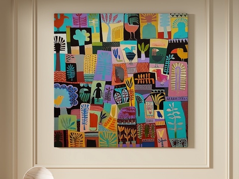  现代，简约，抽象，轻奢，肌理，装饰画3d模型 