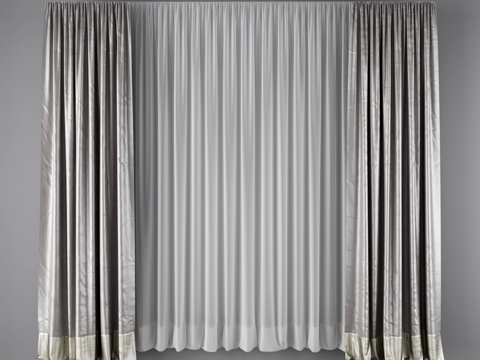  现代简约窗帘3d模型 