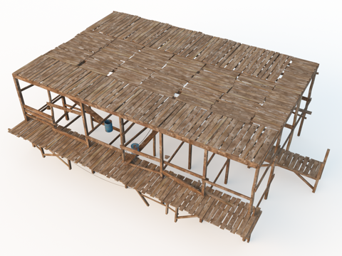  木质栈道  木头平台  渔村木栈道集合  木栈道3d模型 